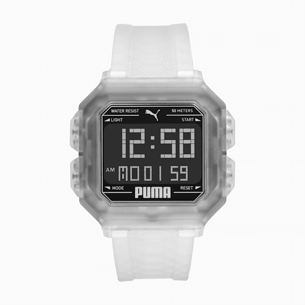 Remix Clear Digital Watch, Transparent/Black, extralarge