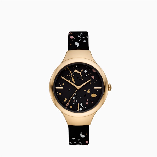 Contour Gold Splash Watch, Black Multi/Gold, extralarge