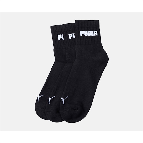 PUMA Sport Unisex Quarter Socks Pack of 3, Black