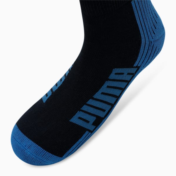 Logo Cushioned Quarter Socks Pack of 2, Navy/ Grey/ Strong Blue, extralarge-IND