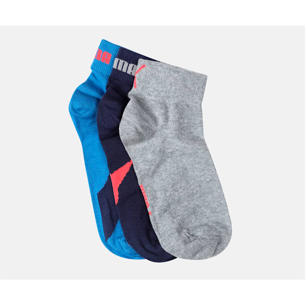 PUMA Lifestyle Quarter Socks Pack of 3, Blue/ Grey/ Navy, extralarge-IND