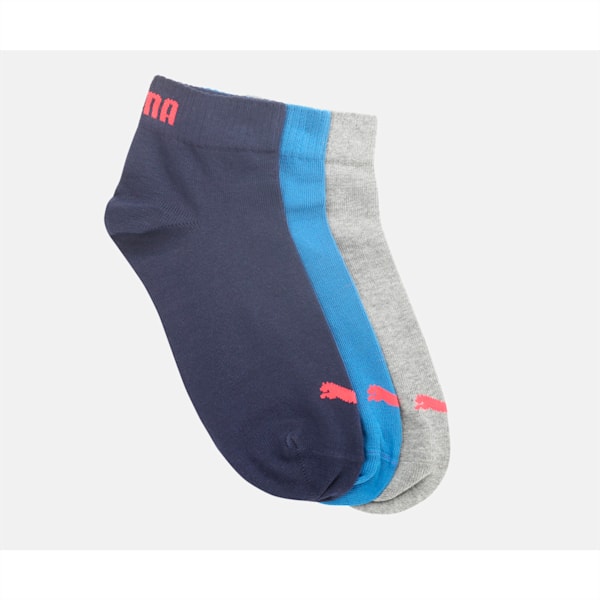 PUMA Unisex Quarter Socks Pack of 3, blue/grey/navy, extralarge-IND
