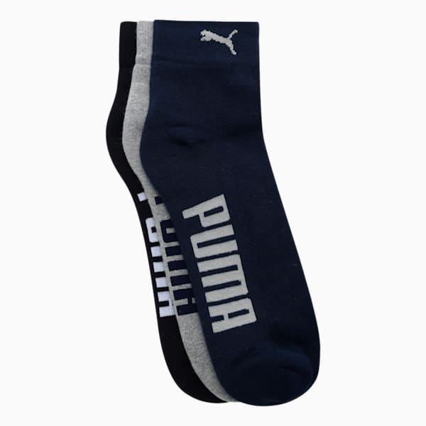 PUMA Half Terry Ankle Length Socks Pack of 3, Navy/ Grey/ Black