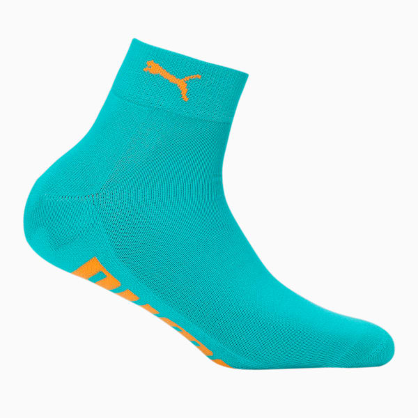 PUMA Half Terry Ankle Length Socks Pack of 3, Varsity Green- Deep Aqua- Tangerine, extralarge-IND