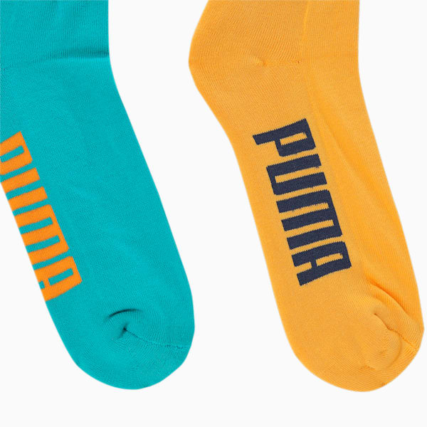 PUMA Half Terry Ankle Length Socks Pack of 3, Varsity Green- Deep Aqua- Tangerine, extralarge-IND