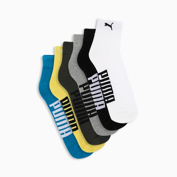 Half Terry Ankle Length Socks Pack of 6, Celandine/ MGH/ Nrgy Blue/ Puma Black/ Puma White/ Forest Ni, extralarge-IND