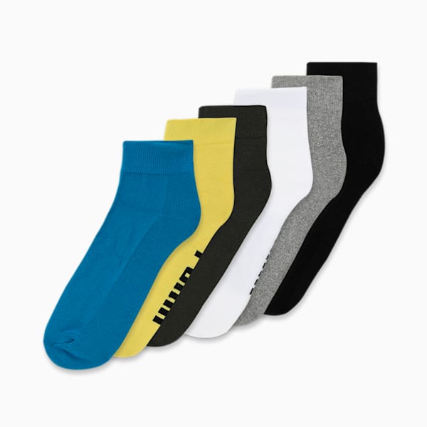 PUMA Half Terry Ankle Length Socks Pack of 6, Celandine/ MGH/ Nrgy Blue/ Puma Black/ Puma White/ Forest Ni, extralarge-IND