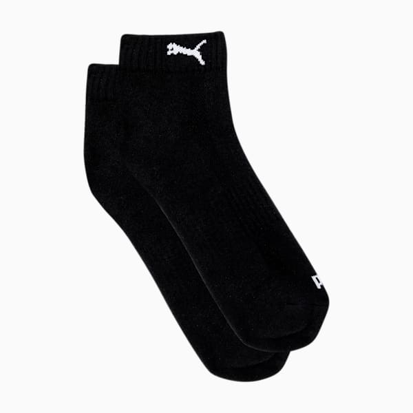 PUMA Cushioned Unisex Quarter Socks Pack of 2, black/black