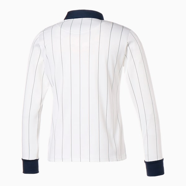 ゴルフ ウィメンズ ストライプ 長袖 ポロシャツ, BRIGHT WHITE, extralarge-JPN