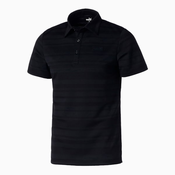 メンズ ゴルフ EGW ジャガードボーダー 半袖 ポロシャツ, Puma Black