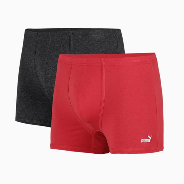 Stretch Plain Men's  Trunk Pack of 2, Red/Medium Grey, extralarge-IND