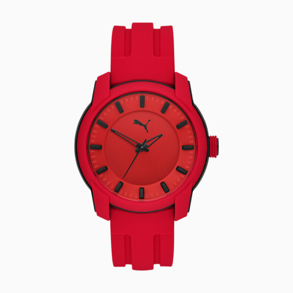 PUMA Silicone Three Hand Men's Watch, Red, extralarge