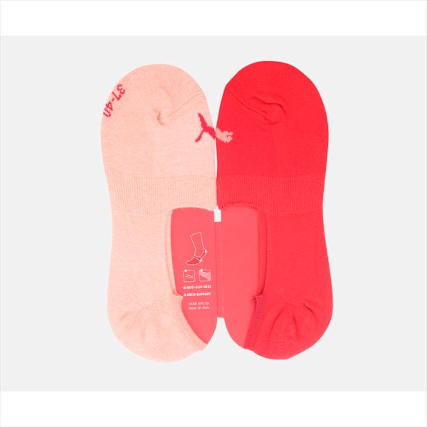 Footie Women's Socks Pack of 2, Peach/ Coral, extralarge-IND