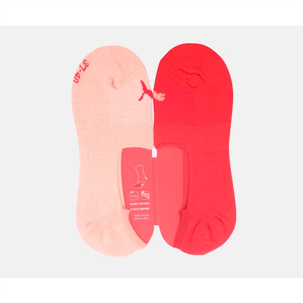 PUMA Footie Women's Socks Pack of 2, Peach/ Coral