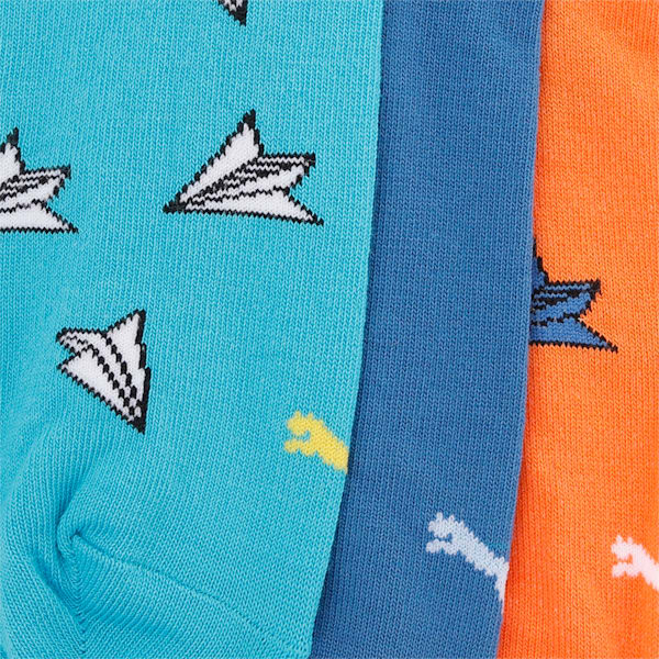 PUMA Aero Graphic Unisex Sneaker Socks Pack of 3, Scuba Blue/ Carrot/ Star Sapphire, extralarge-IND