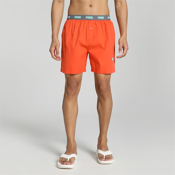 PUMA Men's Woven Boxers, Tigerlily, extralarge-IND