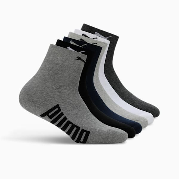 PUMA Half Terry Unisex Ankle Length Socks Pack of 6, White/ Black/Dark grey /M Grey/ L grey/navy, extralarge-IND