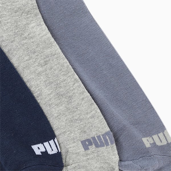 Plain Sneaker Socks Pack of 3, Peacoat /Light Grey Heather/Night shadow blue, extralarge-IND