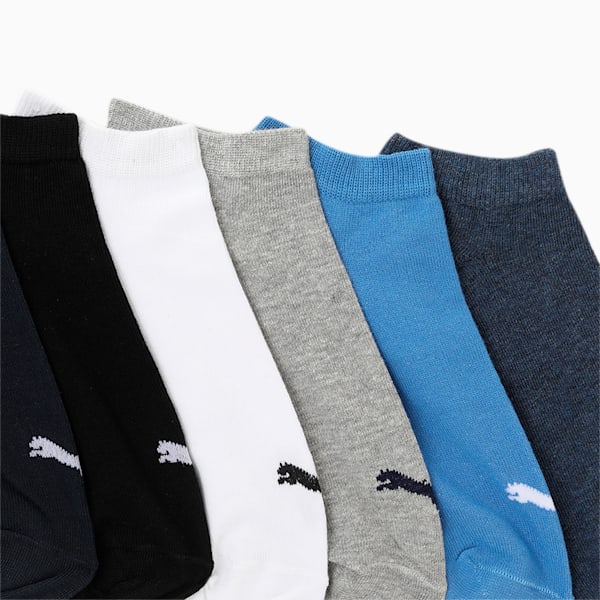 PUMA Unisex Plain Sneaker Socks Pack of 6, White/ Black/Navy/m grey/strong blue/denim, extralarge-IND