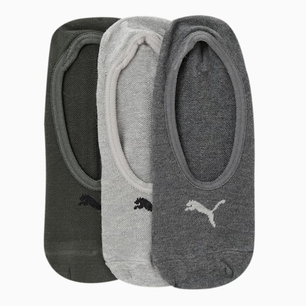 PUMA Footie Unisex No-Show Socks Pack of 3, Forest Night/ Medium Grey Heather/Dark Grey heather, extralarge-IND
