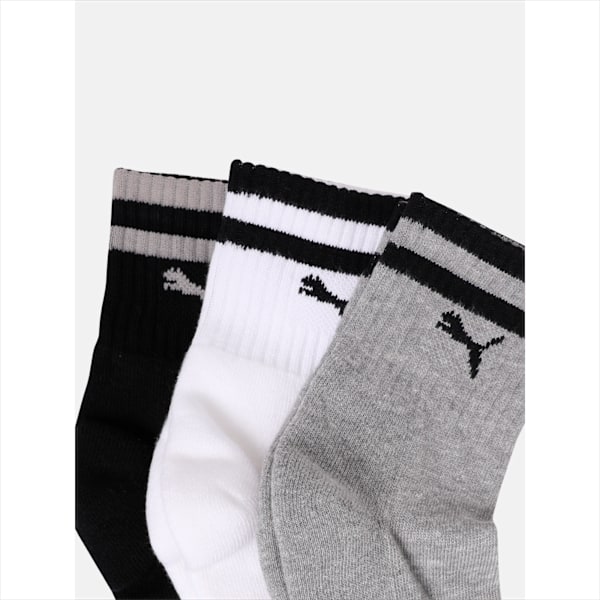 Ankle Length Socks Pack of 3, Black/White/ Grey mélange, extralarge-IND