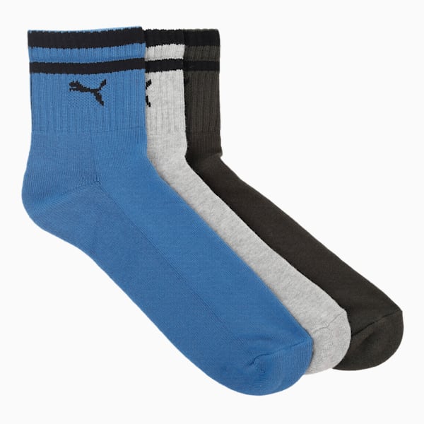 Ankle Length Socks Pack of 3, Olive / Grey/ Star Sapphire, extralarge-IND