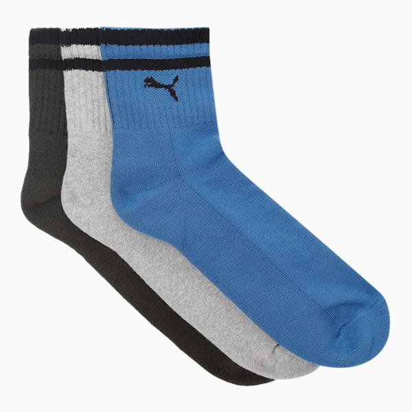 Ankle Length Socks Pack of 3, Olive / Grey/ Star Sapphire, extralarge-IND