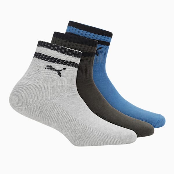 Ankle Length Socks Pack of 3, Olive / Grey/ Star Sapphire, extralarge-IND