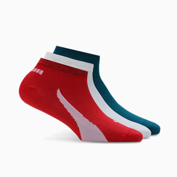 PUMA Lifestyle Unisex Sneaker Socks Pack of 3, Burnt Red/ Puma White/ Sailing Blue, extralarge-IND