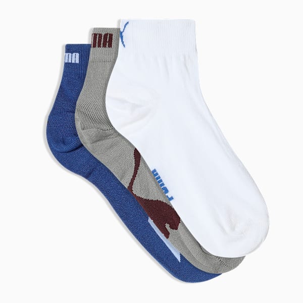 Lifestyle Quarter Socks Pack of 3, Clyde Royale/ team regal red/ Glacial gray/ White, extralarge-IND