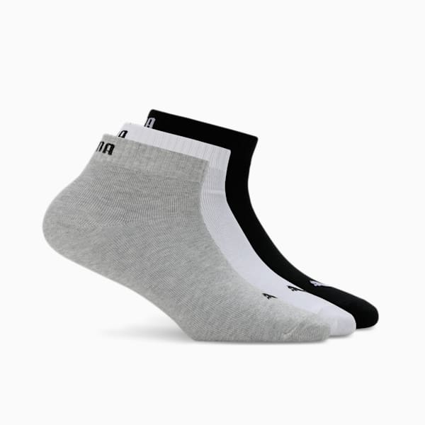 PUMA Unisex Plain Quarter Socks Pack of 3, grey/white/black, extralarge-IND