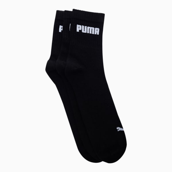 PUMA Cushioned Sport Unisex Quarter Socks Pack of 3, Black/ Black/ Black, extralarge-IND