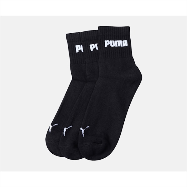 PUMA Cushioned Sport Unisex Quarter Socks Pack of 3, Black/ Black/ Black, extralarge-IND