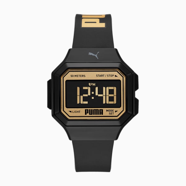 Reloj PUMA Mini Remix LCD de poliuretano negro, Black, extralarge