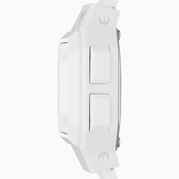 Reloj PUMA Mini Remix LCD de poliuretano blanco, White, extralarge