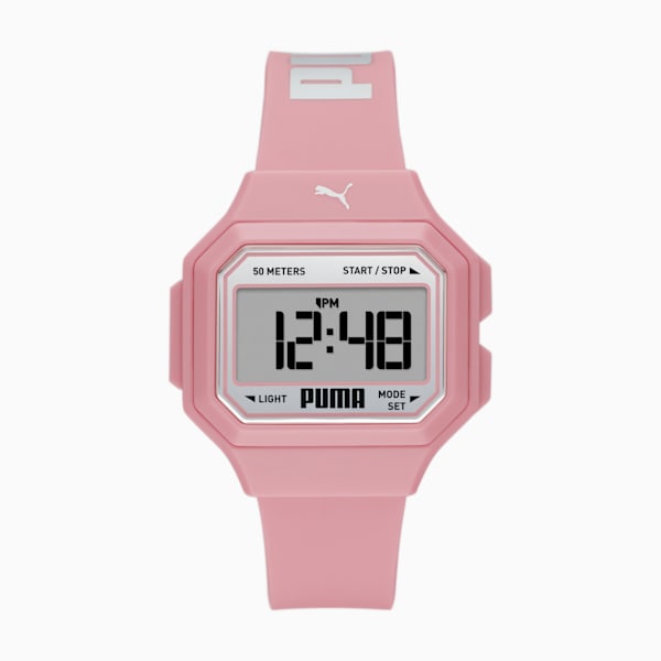 Reloj PUMA Mini Remix LCD de poliuretano rosa, Pink, extralarge