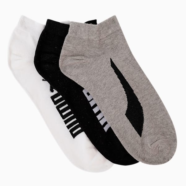 PUMA Lifestyle Unisex Sneaker Socks Pack of 3, white / Medium Grey Heather / black, extralarge-IND