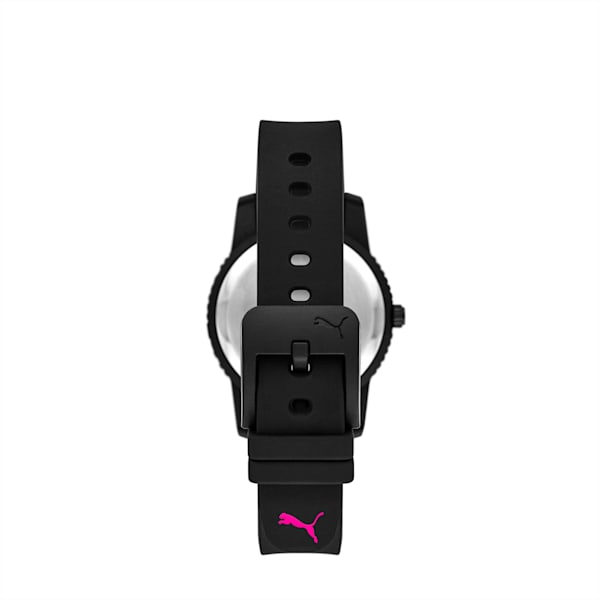 PUMA Ultrafresh Three-Hand Black Silicone Watch, Black, extralarge