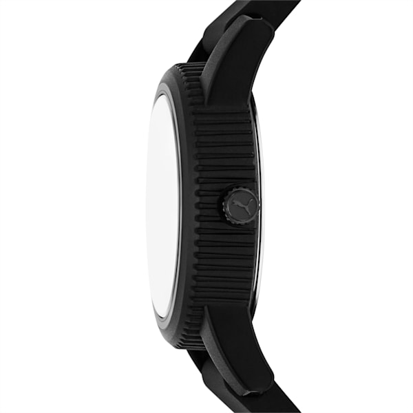 PUMA Ultrafresh Three-Hand Black Silicone Watch, Black, extralarge