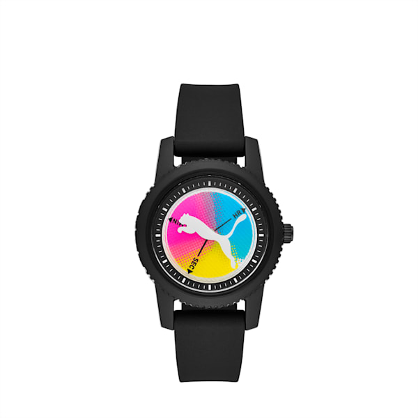Reloj PUMA Ultrafresh de silicona negra con tres manecillas, Black, extralarge