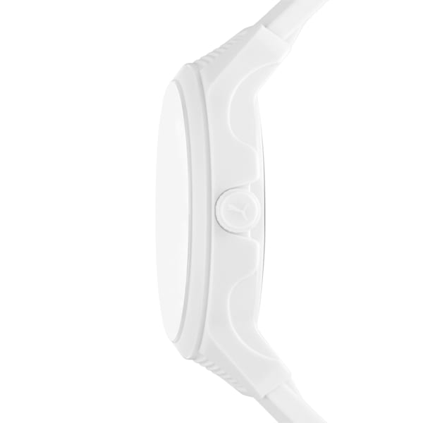 PUMA Reset V2 Three-Hand White Polyurethane Watch, White, extralarge