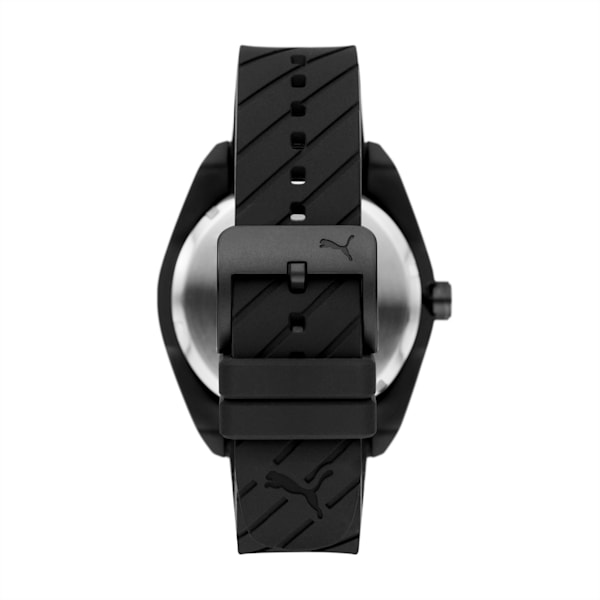 PUMA Puma Street Three-Hand Black Silicone Watch, Black, extralarge