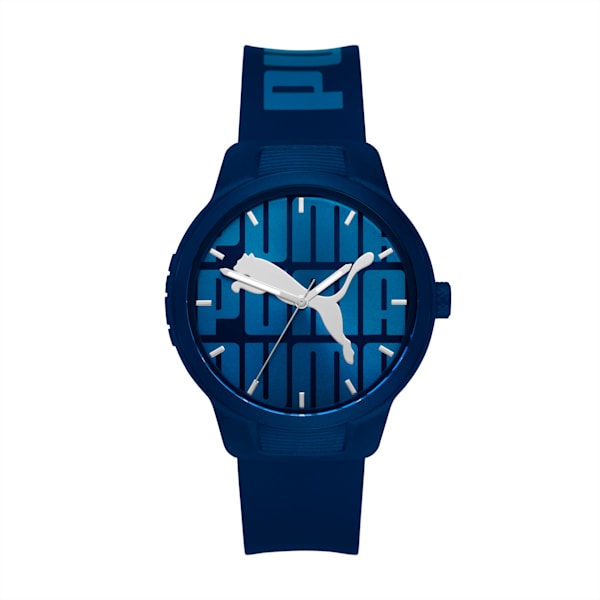 PUMA Reset V2 Three-Hand Blue Polyurethane Watch, Blue, extralarge