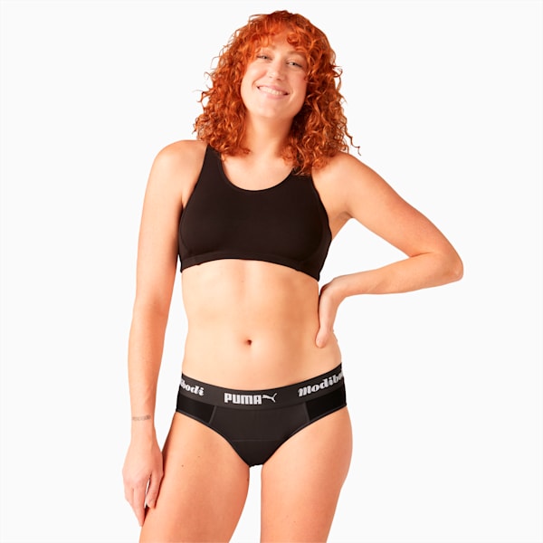 PUMA x Modibodi Active Brief (Moderate-Heavy), Black - Grey, extralarge-GBR