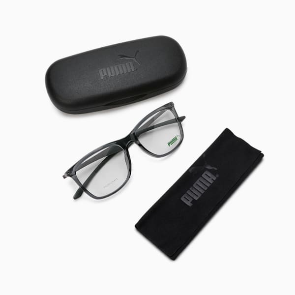 PUMA Squared Optical Men's Glasses, GREEN-RUTHENIUM-TRANSPARENT, extralarge-IND