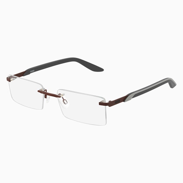 PUMA Squared Metal Optical Men's Glasses, BROWN-BLACK-TRANSPARENT, extralarge-IND