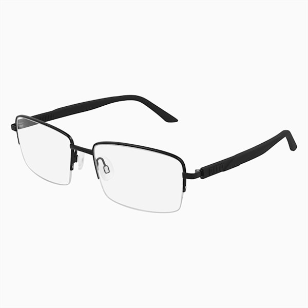 PUMA Squared Metal Optical Men's Glasses, BLACK-BLACK-TRANSPARENT, extralarge-IND