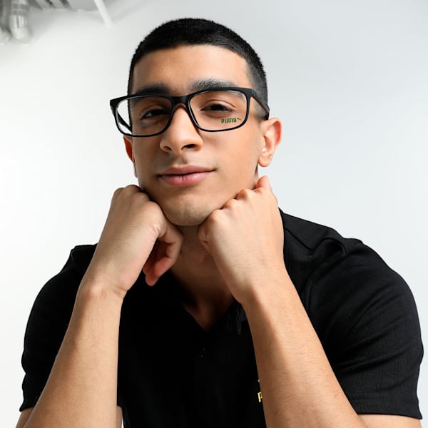 PUMA Squared Optical Men's Glasses, BLACK-BLACK-TRANSPARENT, extralarge-IND