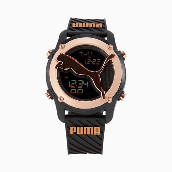 PUMA Big Cat Digital Black Polyurethane Watch, BLACK, extralarge