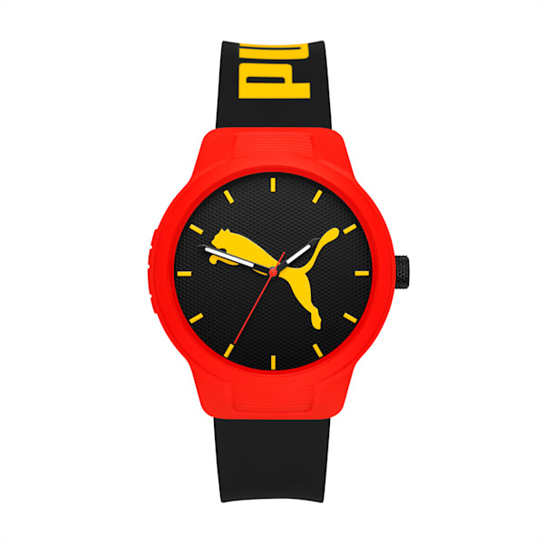 Reset V2 Three-Hand Black Polyurethane Watch, RED BLACK, extralarge